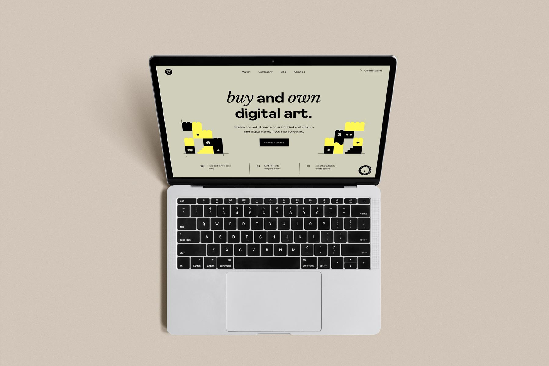 An NFT Landing Page designed by Vladimir Gruev for Heartbeat.