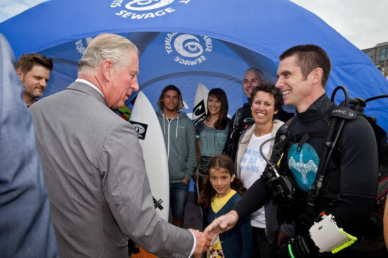 His Royal Highness Prince Charles (left) and Rob Thompson (right) at The Ocean Plastics Awareness Day (July 2015)